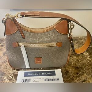 Authentic Dooney & Bourke Elephant Italian Pebble Grained Leather Small Hobo Bag